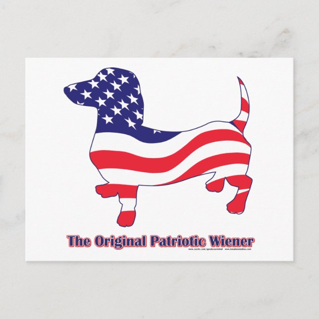 Original Patriotic Wiener/Dachshund Postcard (Front)