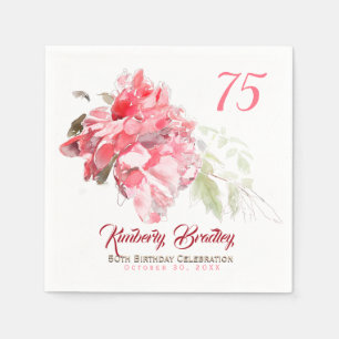 Original Peony watercolors 75th Birthday Party PN Napkin