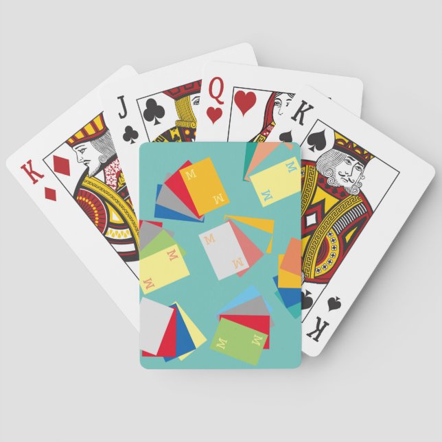 original & personalised initials, colourful playing cards (Back)