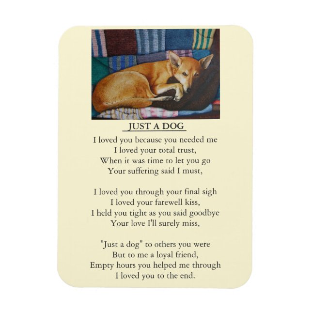 original pet sympathy message for dog magnet (Vertical)