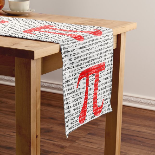 Original pi day mathematical school number pattern short table runner (In Situ)