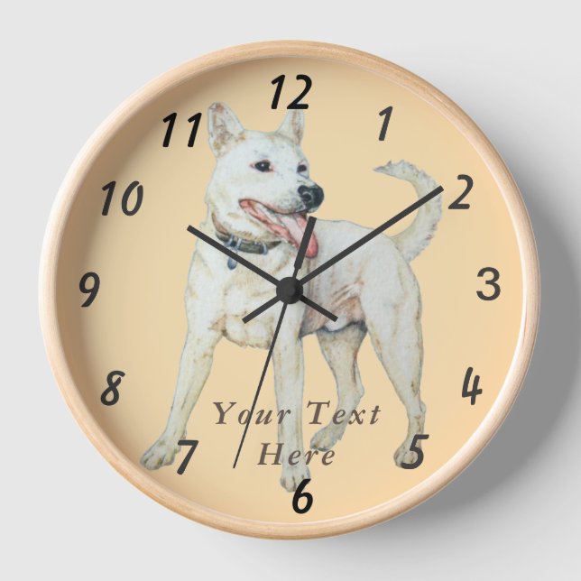 original picture of panting white American bulldog Clock (Front)