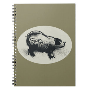 Original Pig Drawing with 2019 Spiral Notebook