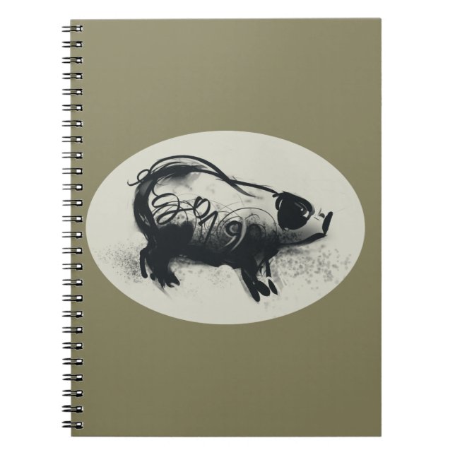 Original Pig Drawing with 2019 Spiral Notebook (Front)