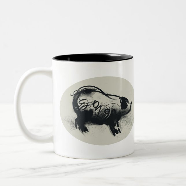 Original Pig Drawing with 2019 Two-tone Mug (Left)