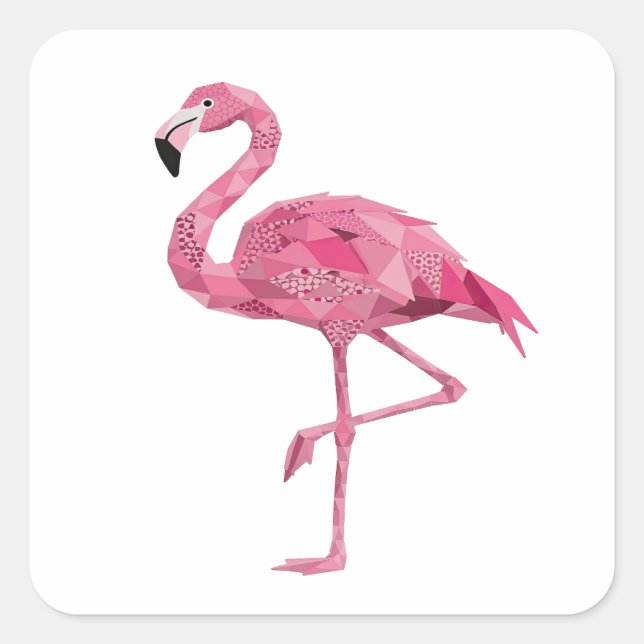 Original Pink FLAMINGO Decal Design Square Sticker (Front)