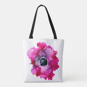 Original pink peony hand painted floral tote bag