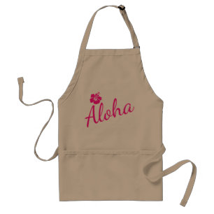 Original pink text design ALOHA and flower Standard Apron