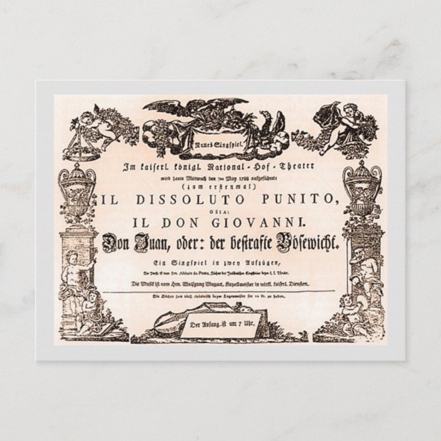 Original playbill, Vienna premiere of Don Giovanni Postcard (Front)