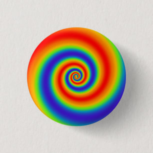 Original Rainbow Gradient Colourful Spiral Effect 3 Cm Round Badge