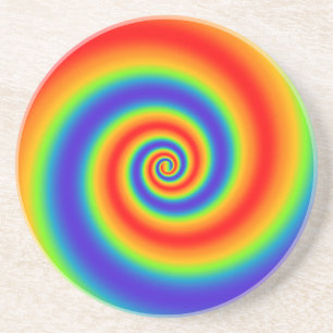 Original Rainbow Gradient Colourful Spiral Effect Coaster