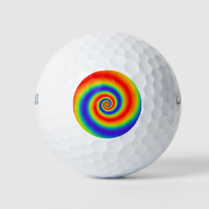 Original Rainbow Gradient Colourful Spiral Effect Golf Balls