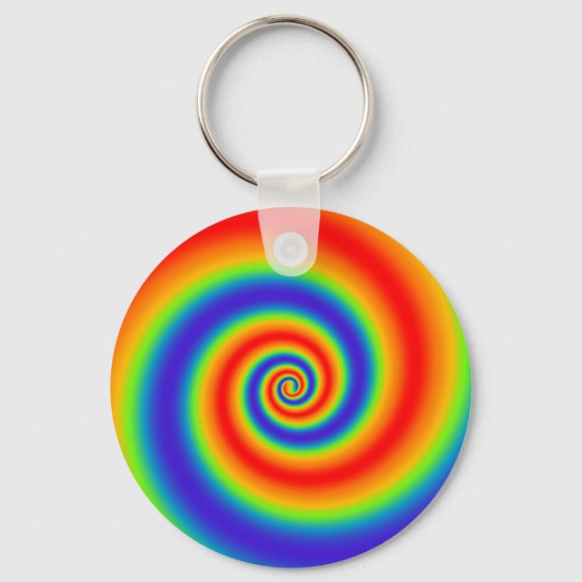 Original Rainbow Gradient Colourful Spiral Effect Key Ring (Front)