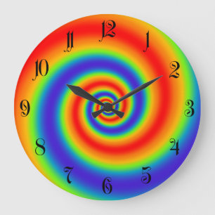 Original Rainbow Gradient Colourful Spiral Effect Large Clock