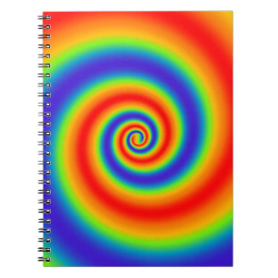 Original Rainbow Gradient Colourful Spiral Effect Notebook