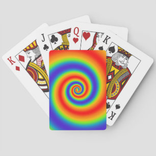 Original Rainbow Gradient Colourful Spiral Effect Playing Cards