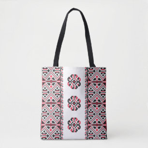 Original Red and Black cross-stitch Pattern Tote Bag