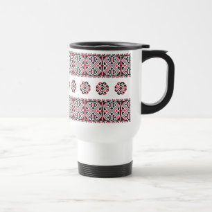 Original Red and Black cross-stitch Pattern Travel Mug