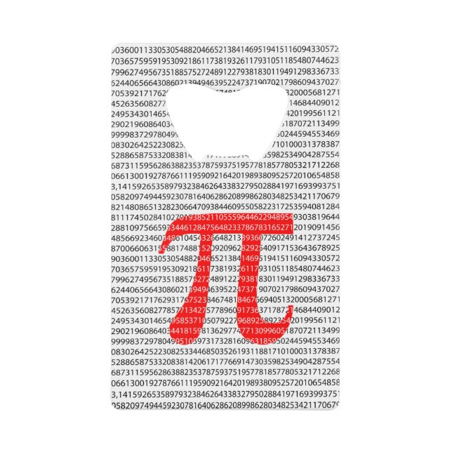 Original red number pi day mathematical symbol (Front)