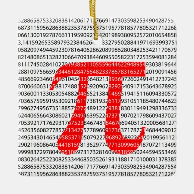 Original red number pi day mathematical symbol ceramic tree decoration (Front)