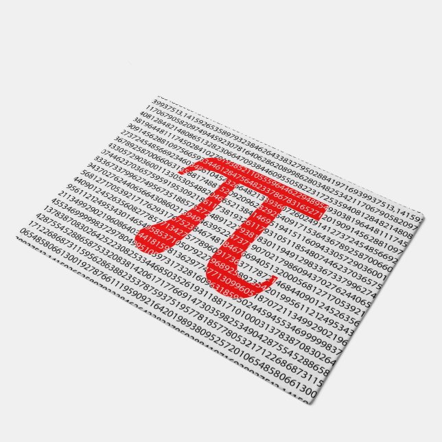 Original red number pi day mathematical symbol doormat (Angled)