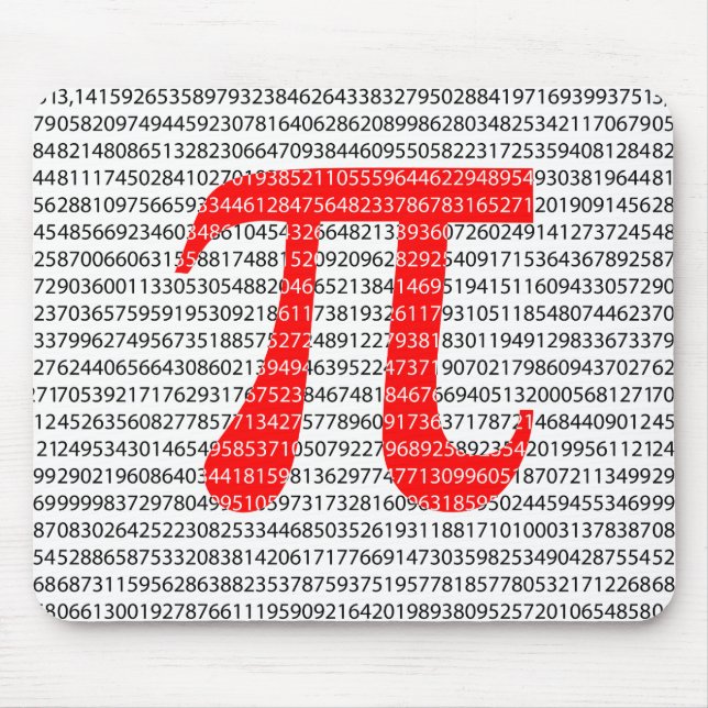 Original red number pi day mathematical symbol mouse pad (Front)