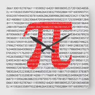Original red number pi day mathematical symbol square wall clock