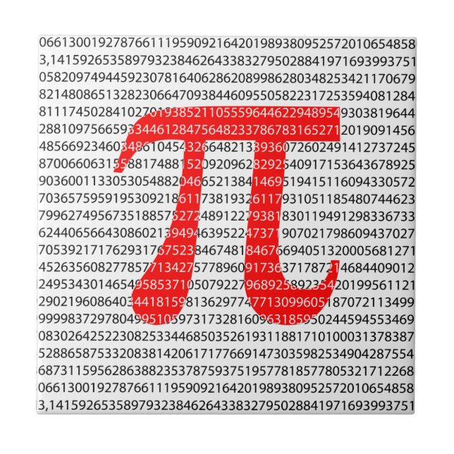 Original red number pi day mathematical symbol tile (Front)