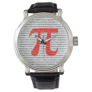 Original red number pi day mathematical symbol watch