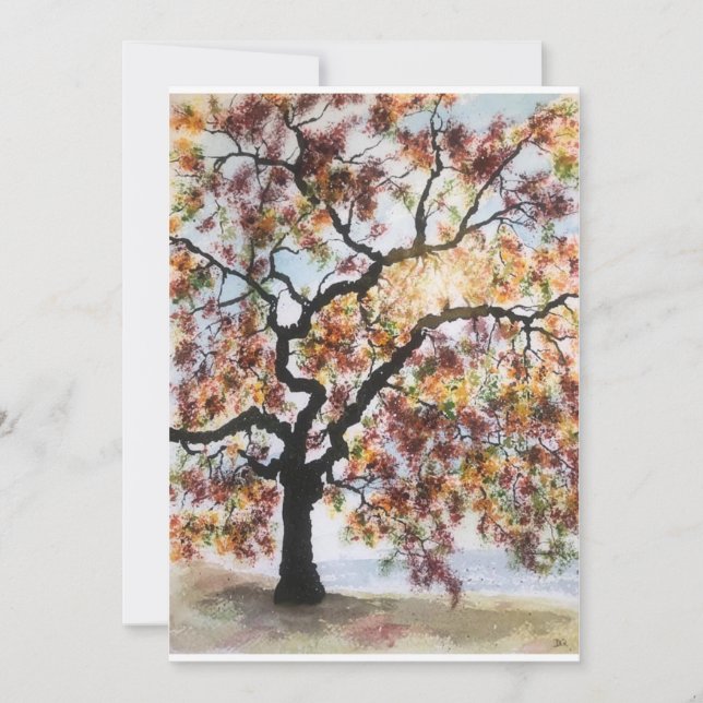Original Red Tree Art on Blank Card (Front)