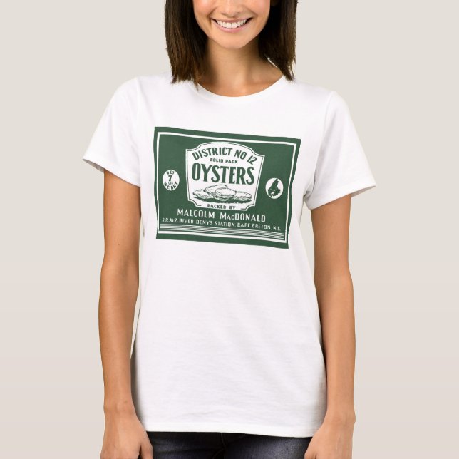 Original Retro Cape Breton Oysters Label T-Shirt (Front)