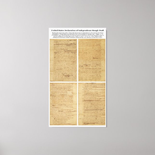 ORIGINAL Rough Draught Declaration of Independence Canvas Print (Front)
