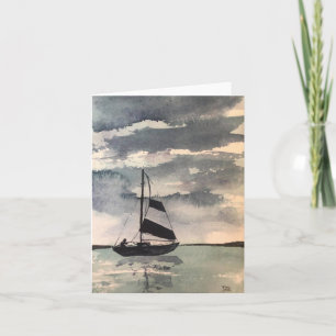 Original Sailboat Art on Blank Card