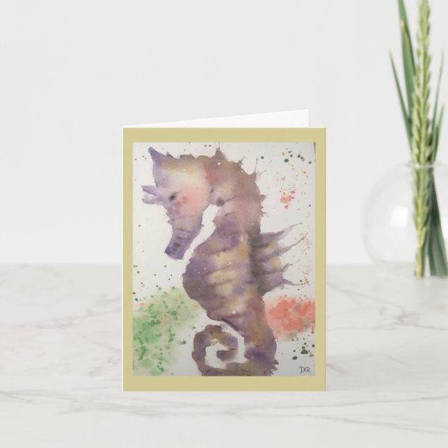 Original Seahorse Art on Blank Card (Front)