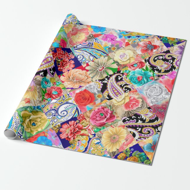 Original seamless floral pattern. Background with  Wrapping Paper (Unrolled)
