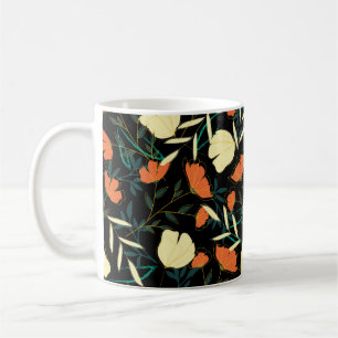 Original seamless pattern with bright tropical lea coffee mug