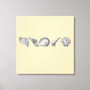 Original Seashell Art Choose Your Colour Canvas Print