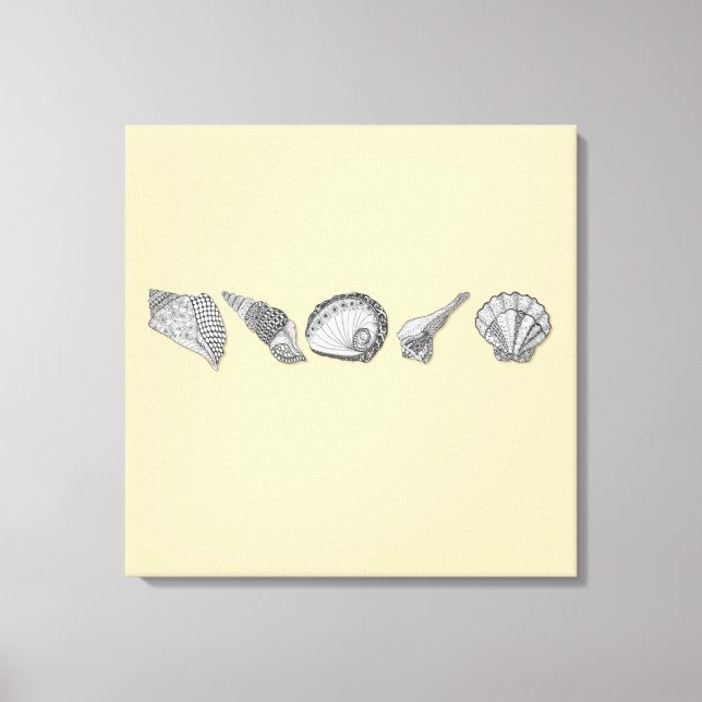 Original Seashell Art Choose Your Colour Canvas Print (Front)
