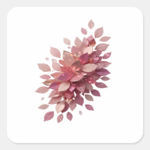 Original Silver PINK LEAVES Craft Sticker
