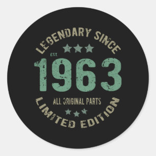Original Since 1963 Vintage Legend Birthday Gift Classic Round Sticker