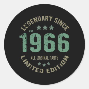 Original Since 1966 Vintage Legend Birthday Gift Classic Round Sticker