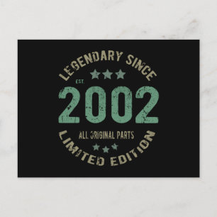 Original Since 2002 Vintage Legend Birthday Gift Postcard