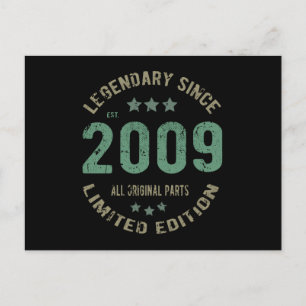 Original Since 2009 Vintage Legend Birthday Gift Postcard