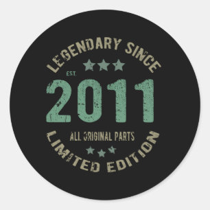 Original Since 2011 Vintage Legend Birthday Gift Classic Round Sticker