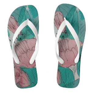 original sketchy abstract contempory floral jandals