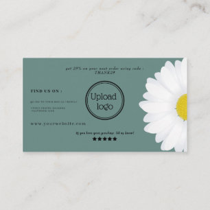 Original soft green daisies thank you business card