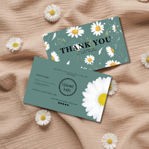 Original soft green daisies thank you business card