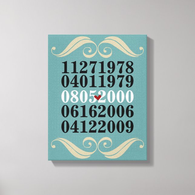 Original Special Dates Canvas Print (Front)