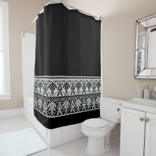 Original Style White isolated cross-stitch pattern Shower Curtain