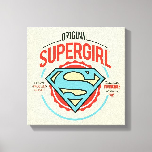 Original Supergirl Vintage Logo Badge Canvas Print (Front)